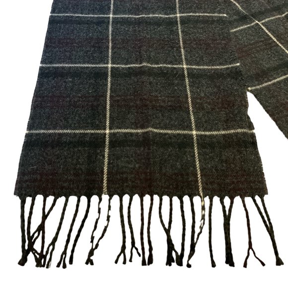 DOCKERS Scarf Check Pattern Grey Black Burgundy Stripe 11 1/2" - Picture 3 of 9